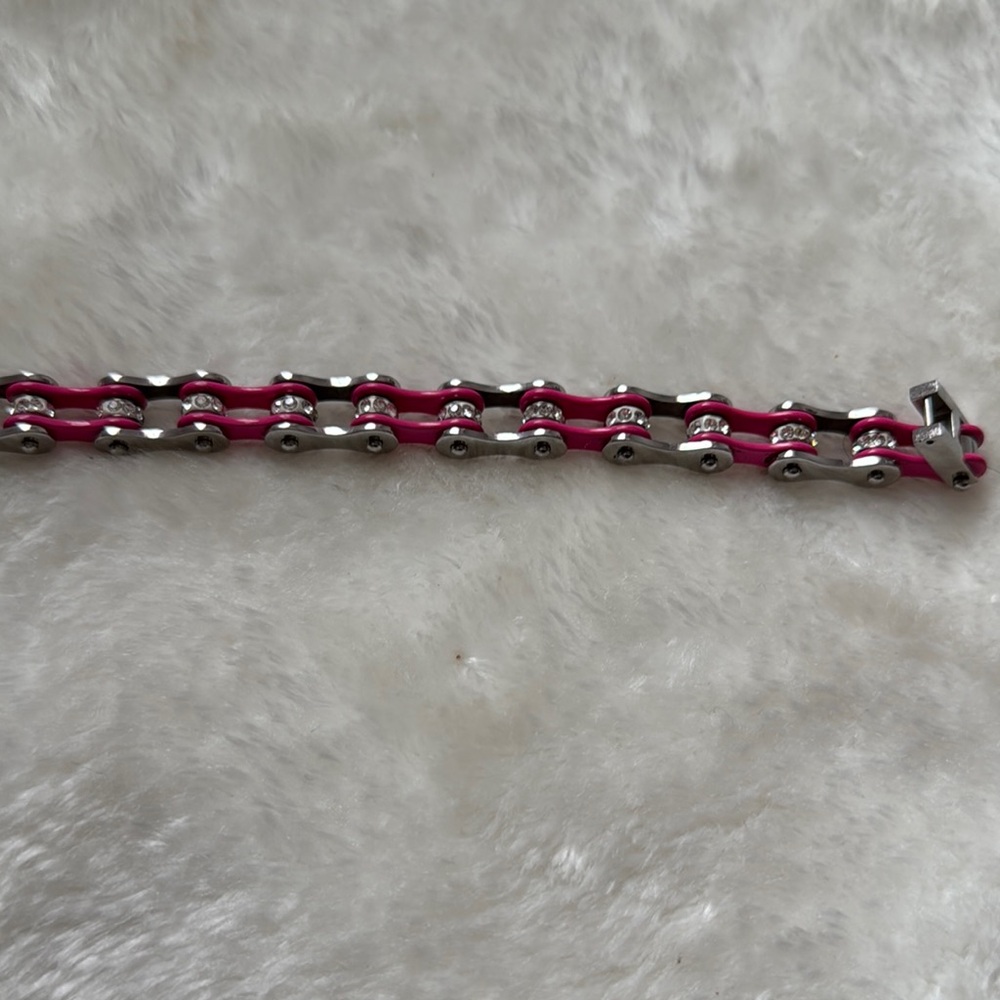 Pink and Silver Chain Bracelet
